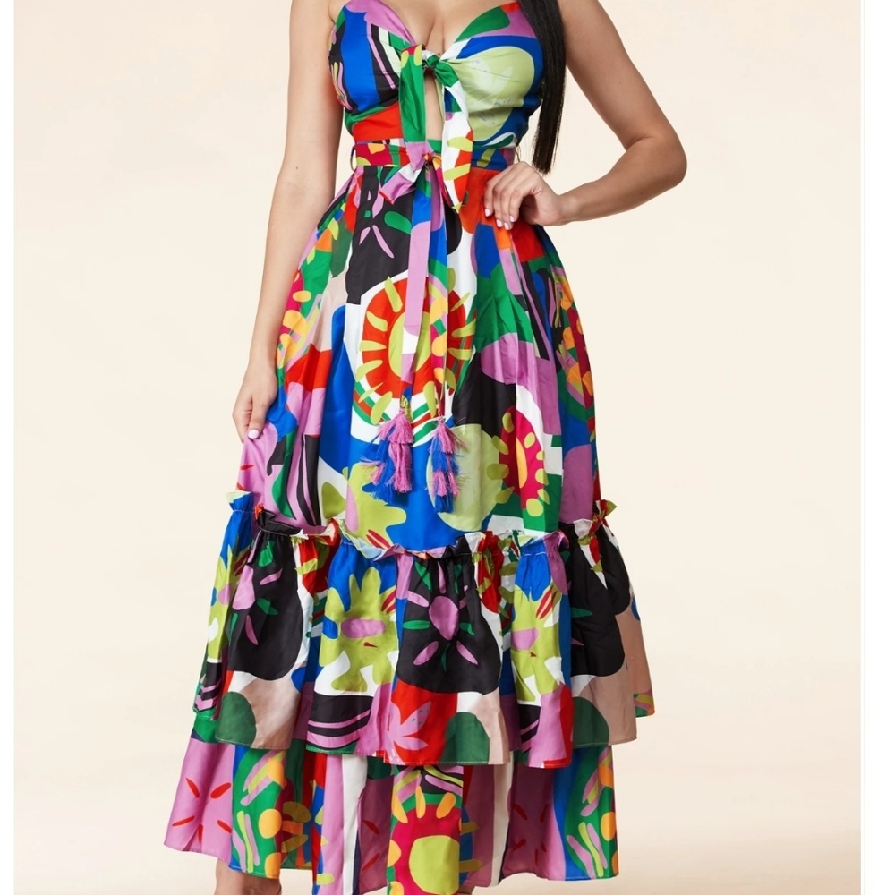 SALE!!! NWT vibrant flowy color maxi dress